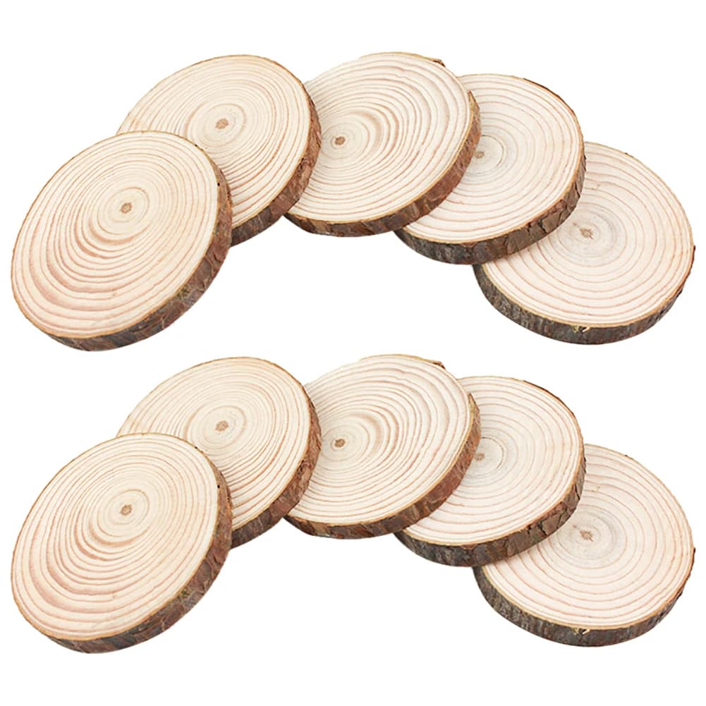 10pcs Wood Slices Painting Board Unfinished Natural Pine Round Slices Circles Photo Photography Diy Crafts