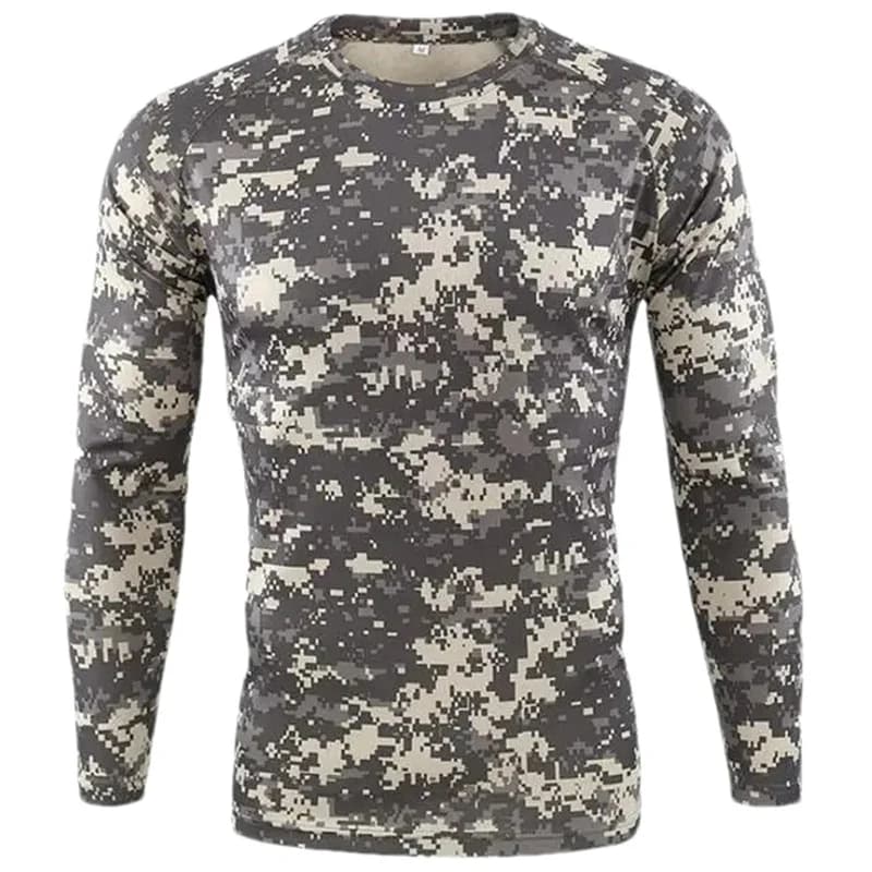 Camo Graphic T-Shirt For Men 3D Printed Camouflage Long Sleeve T Shirt Outdoor Sports Fitness Round Neck Tees Running Tops