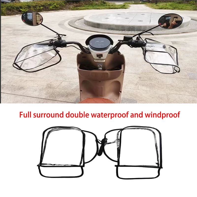 Waterproof Handlebar Mittens Motorcycle Large Rain Cover Transparent Windproof Handlebar Mittens Winter Riding Handle Cover