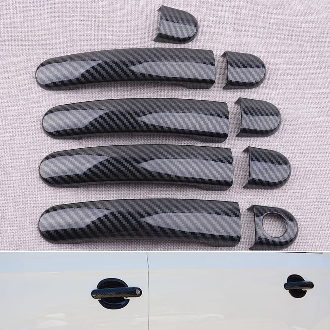 9pcs/Set Carbon Fiber Style ABS Door Handle Cover Trim Accessories Fit for VW Tiguan Jetta MK6 Polo 2012 2013 2014