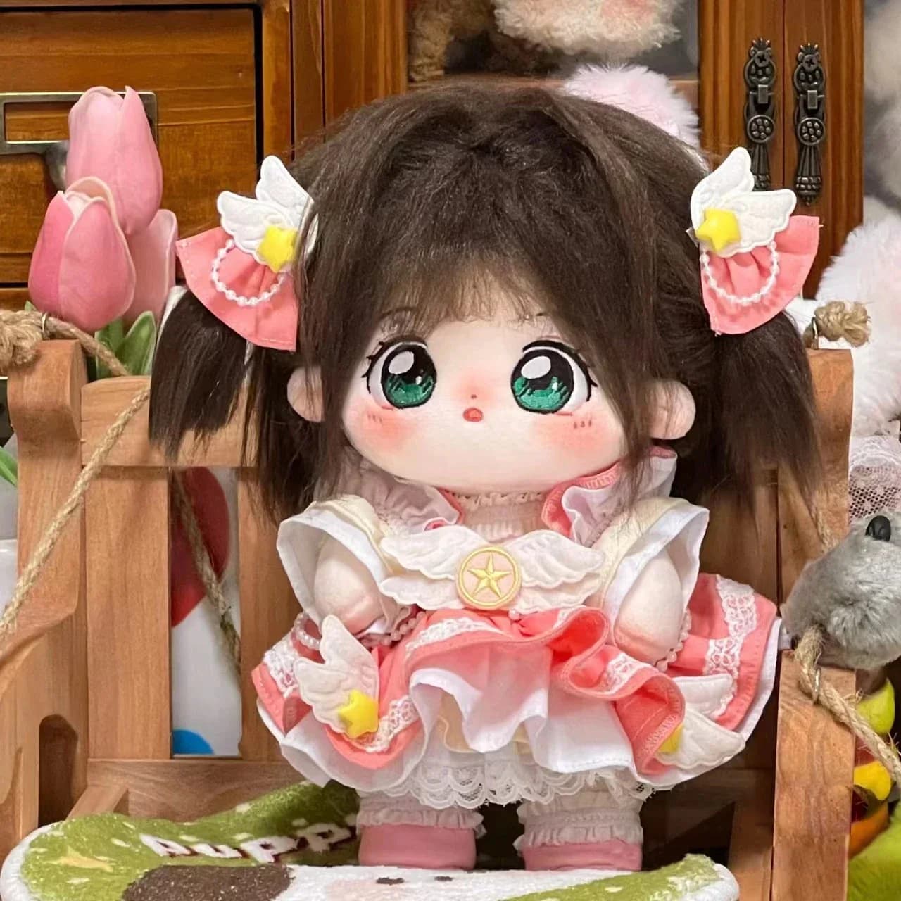20cm Cotton Dolls Plush Toys Anime Figure Dress Up Sakura Set Soft Stuffed Plush Kawaii Decor Kid Toy Birthday Gift