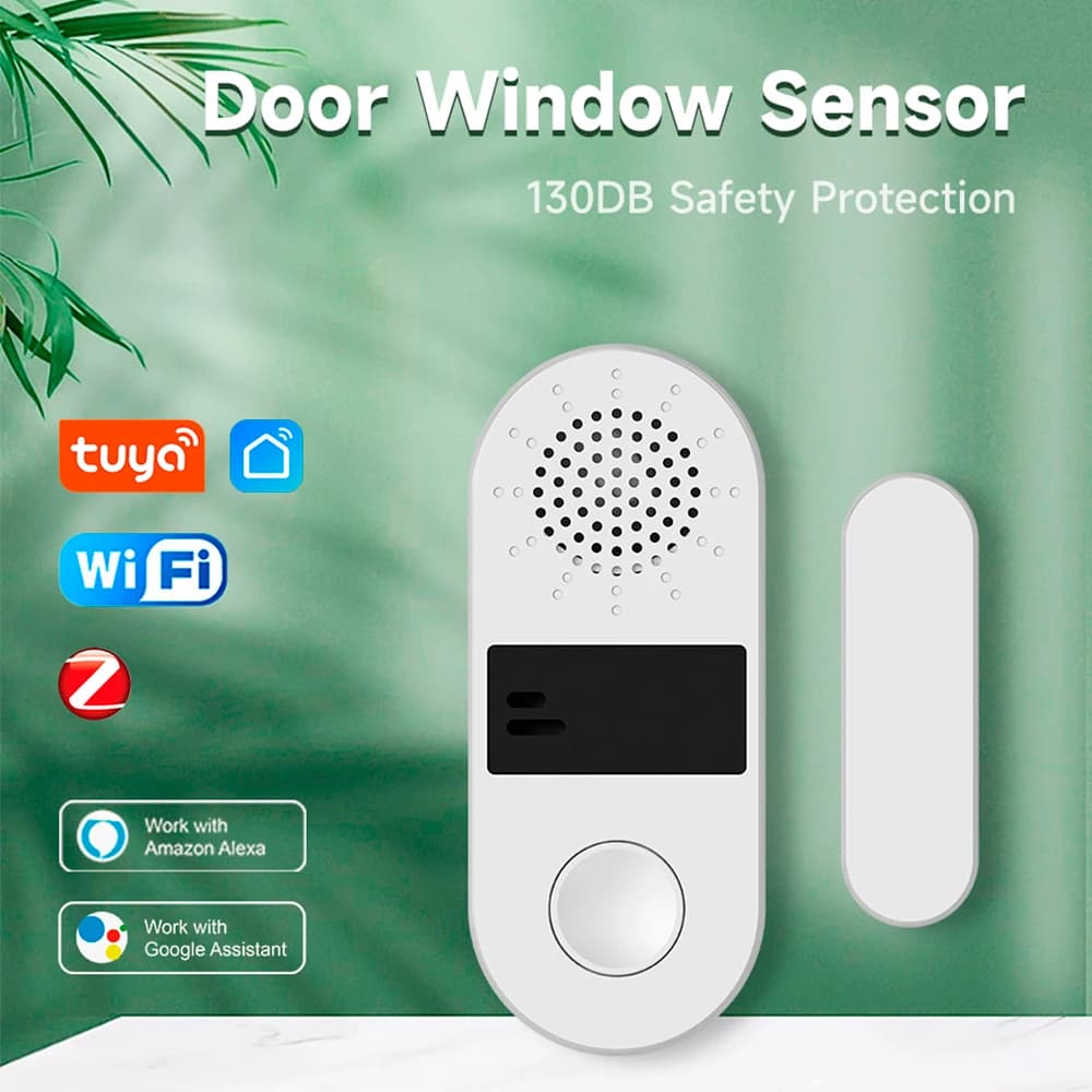 Tuya WiFi Door Window Sensor 130DB Sound   Light Alarm Wireless Door Detector SmartLife APP Remote Control for Alexa Google Home