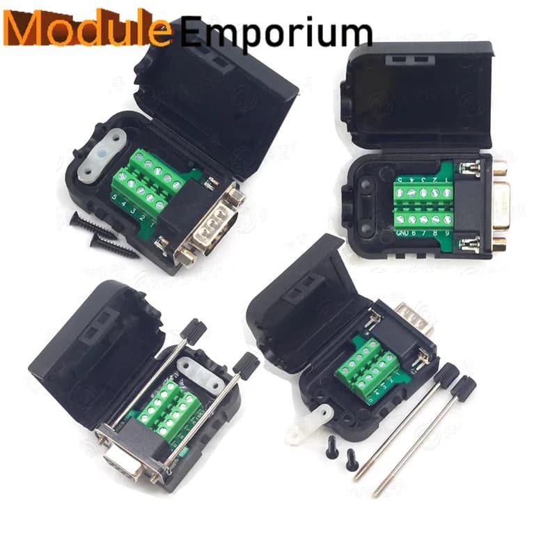 DB9 Connector D-SUB 9Pin  male female solderless serial AWG Wire cable adapter with shell rs485 plug rs232 COM adapter terminal