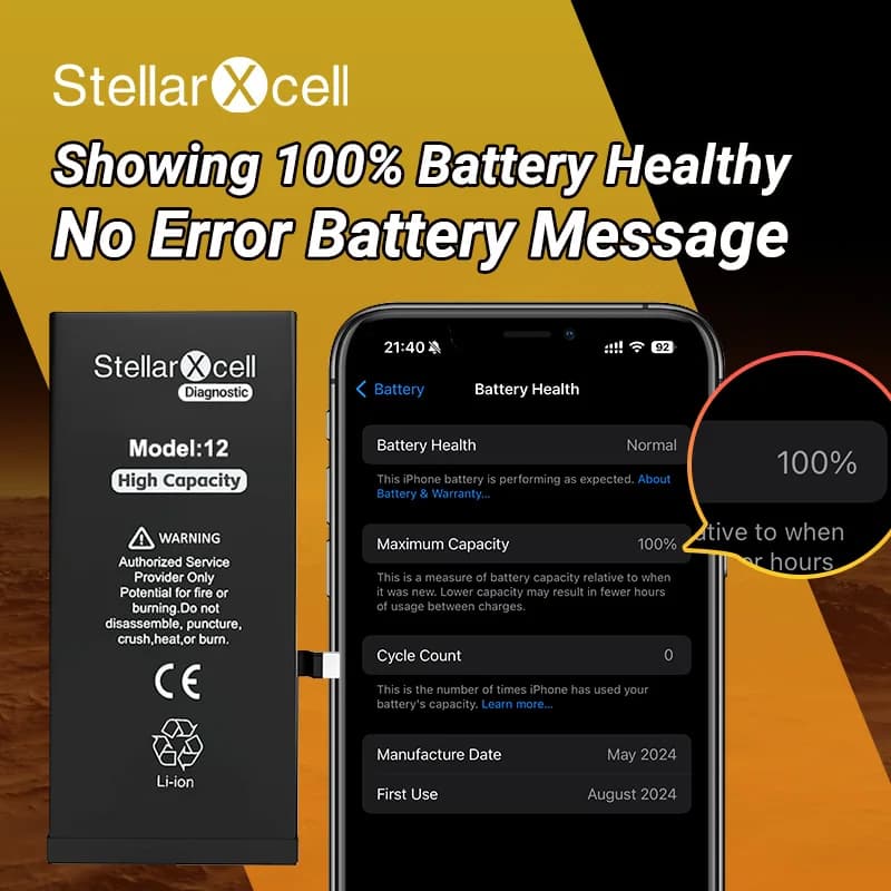 StellarXcell Diagnostic Battery No pop up message run diagnose for iphone 12 13 Pro max 14 Plus 15Pro max 14Pro 12 mini battery