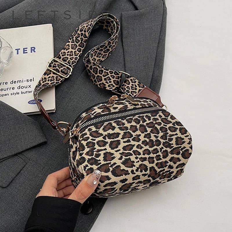 LEFTSIDE Cloth Leopard Cross Body Bags Lady Shoulder Bag for Women 2024 Fashion Trend Mini Crossbody Bag Handbags and Purses