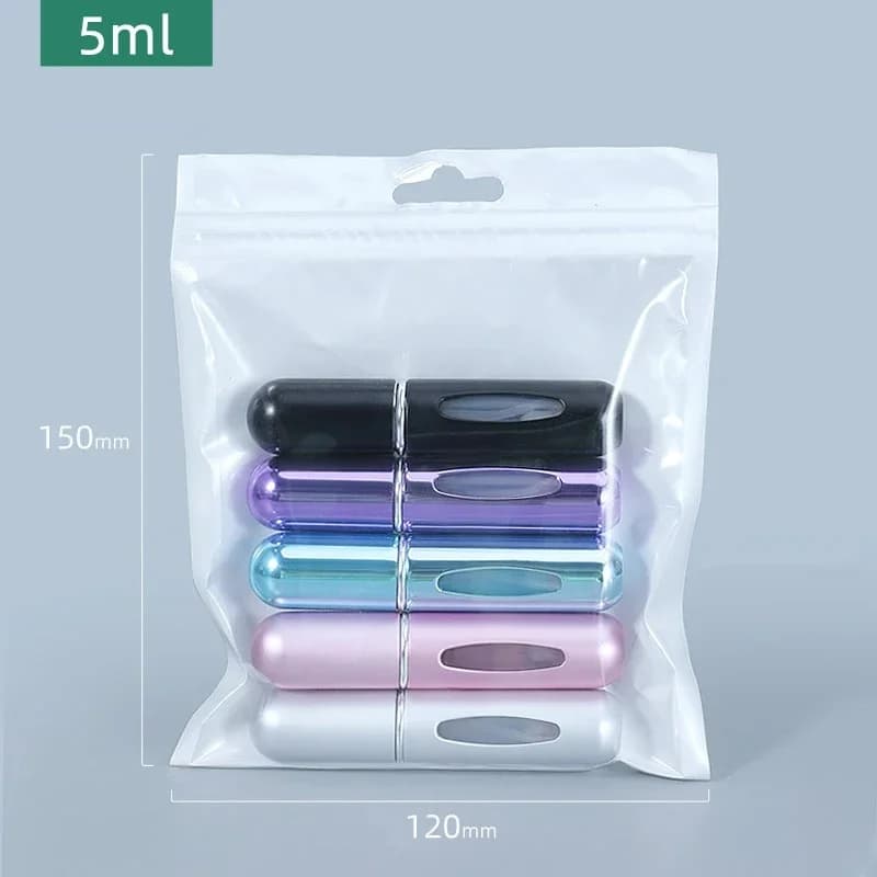 5Pcs 5ml Spray Scent Pump Perfume Bottle Refillable Spray Atomizer Bottle Mini Travel Empty Cosmetic Containers