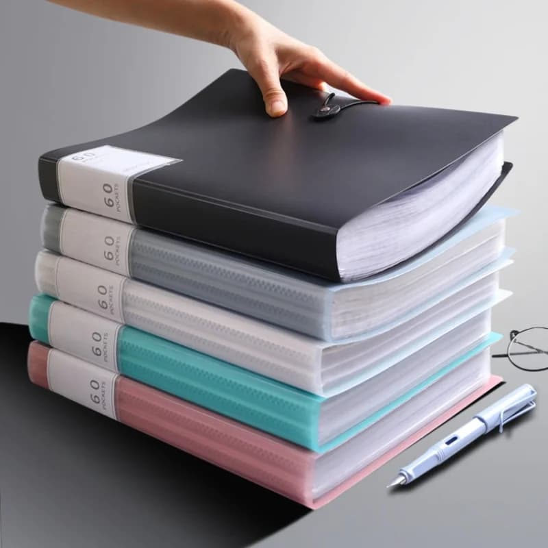 Back-to-School 60-Pocket A4 Folder Durable PP Material Ideal for Organizing Papers Home School Office Storage Waterproof Booklet