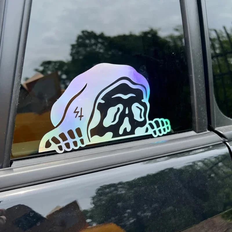 OFK  Car Stickers and Decals PVC Skeleton Peeker Design Decoration for Seat Ateca,Kia Picanto,Peugeot 508,Hyundai Accent,Bmw F10