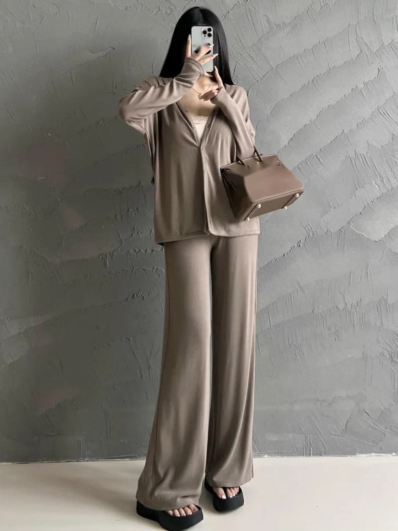 Relaxation Set Lazy Style Cardigan Look Thin Pants Casual New Two Piece Set Casual Pants Set Korean Women Fashion 2024 New UY9C