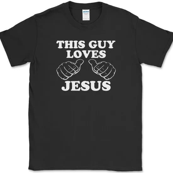 This Guy Loves T-Shirt Funny Christian Religious For Him Text Tee Graphic T-shirts For Men Clothing Women Short Sleeve Tees