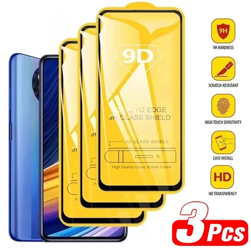 Full Cover Screen Protector For Xiaomi Poco X6 X4 X5 Pro 5G X3 NFC Tempered Glass Film PocoX5 F6 F3 F4 GT M6 M5 M4 Pro M5S C40