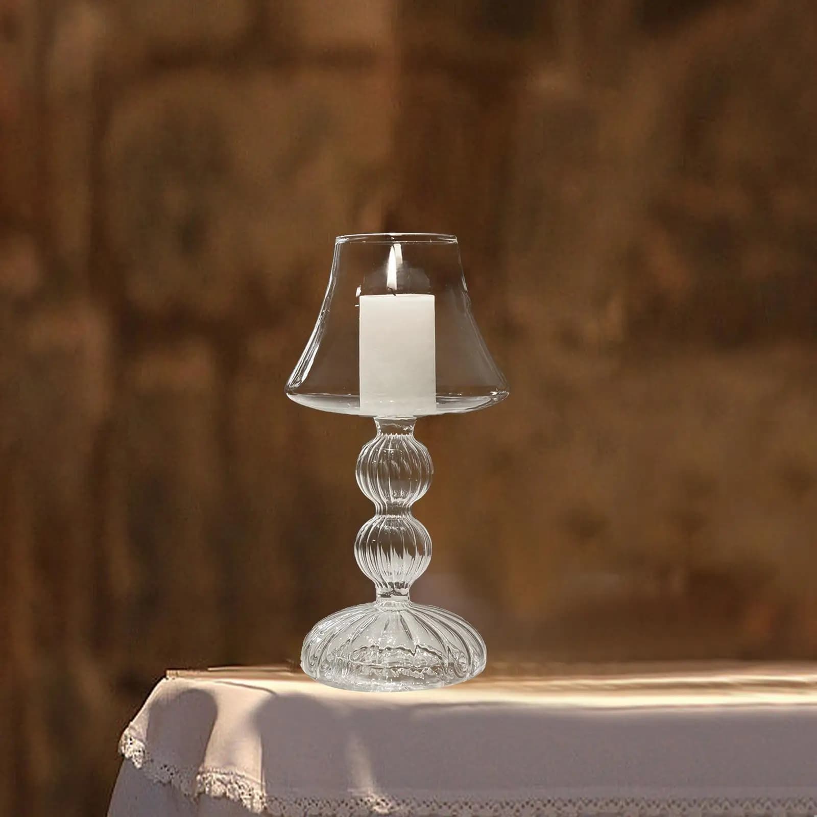 Glass Candle Holder Decorative Candle Stick Holder for Tabletop Banquet