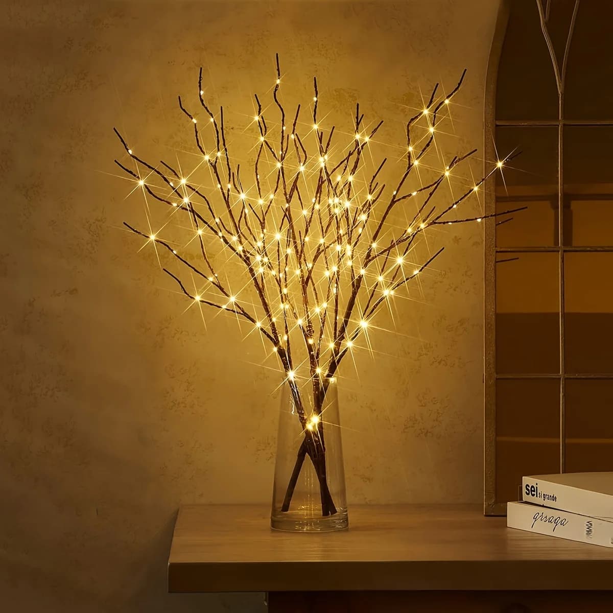 50LED Lighted Birch Tree Warm White LED Artificial Branch Tree Lights for Home Party Festival Christmas Easter Decor Lights 2024
