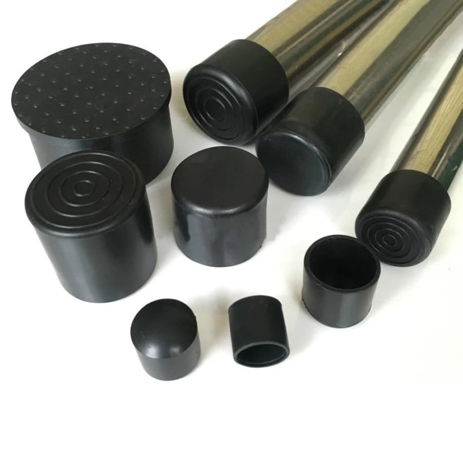 Round Black Chair Table Feet Tube Cover 6mm~63mm Pipe Tubing End Cover PVC Soft Rubber Caps For Furniture Legs Protectors