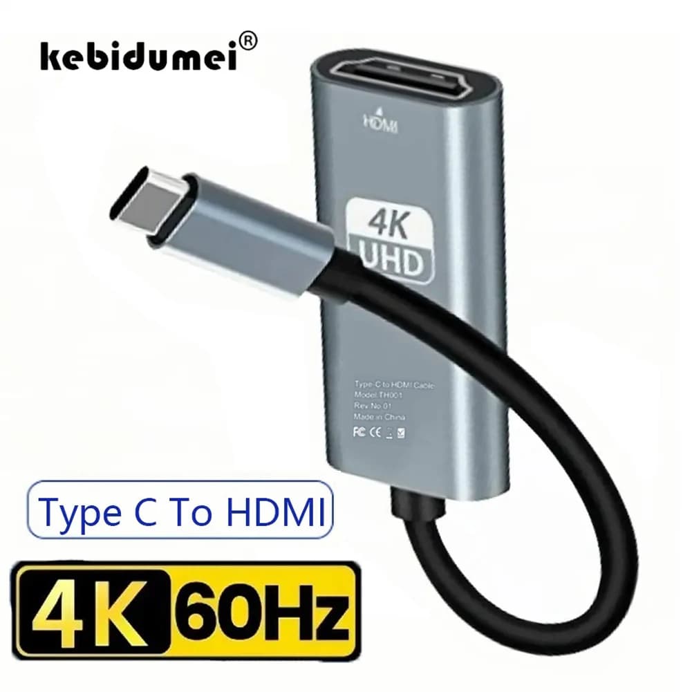 4K 60Hz  Type C to HDMI Adapter USB 3.1 HUB HDTV Converter Cable for iPhone 15 TV Converter for PC MacBook iPad Samsung Laptop