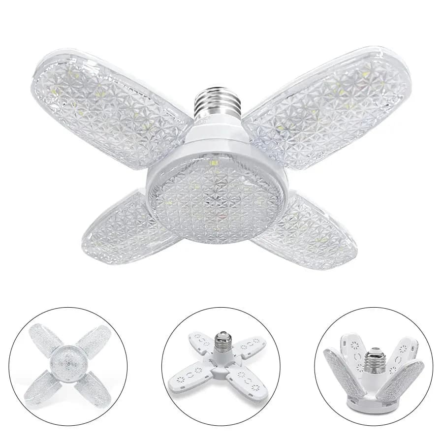 E27 Fan Shape LED Bulb 4Leaf Pendant Light 220V 110V 28W Foldable Light Bulb For Home Living Room Warehouse Garage Ceiling Light