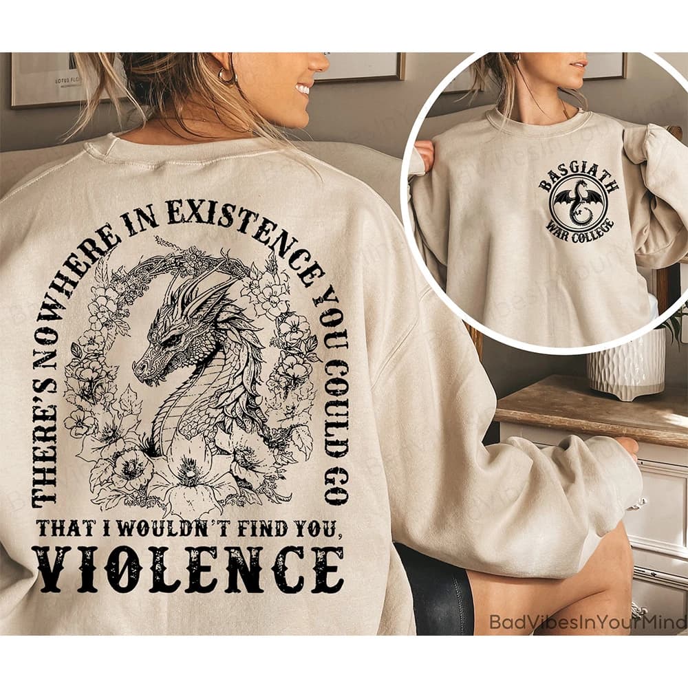 Women Y2K Top Retro Sweatshirt Fourth Wing Dragon Rider Basgiath War College Sweatshirt Fantasy Academic Bookish Sweatshirt Top