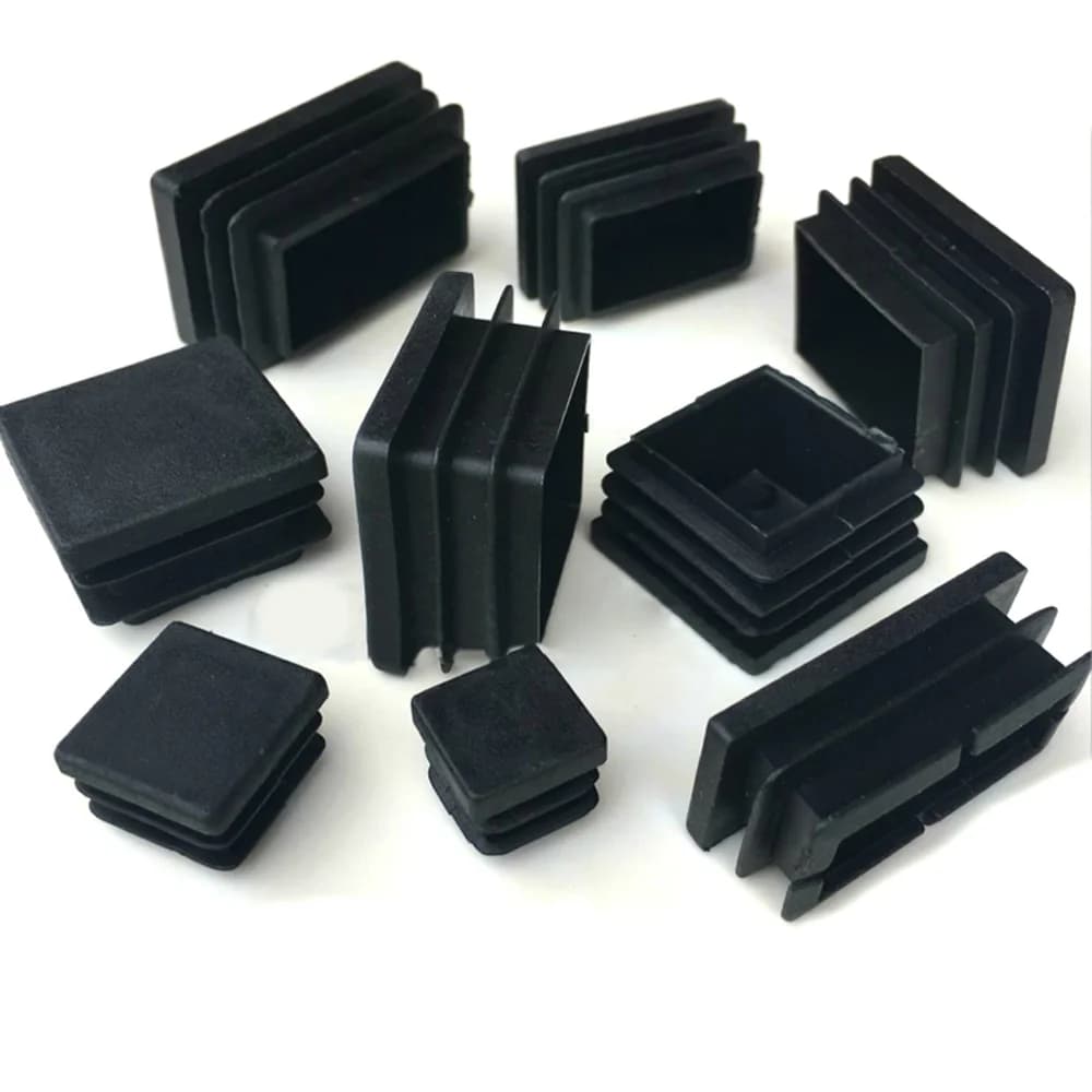 2/4/10 pcs square plastic black cap tube insert plug 10x10 to 100x100mm