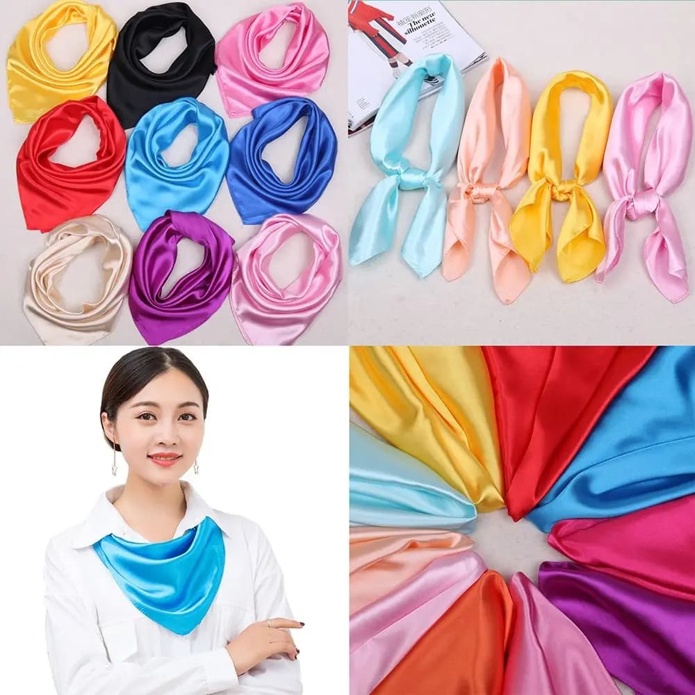 60*60cm Silk Scarf Luxurious Solid Item Color Imitation Silk Neckerchief Neck Wrap Workers