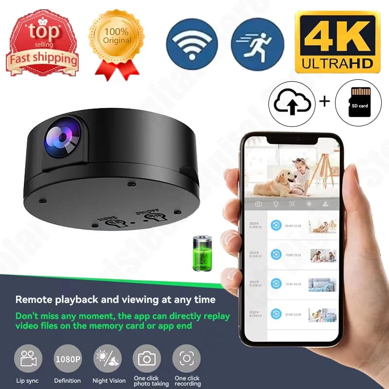 WiFi Camera Wireless Intelligent HD Night Vision Mini IP/AP Camera Lip Sync Remote Monitor Pocket Cam Security Protection 2025