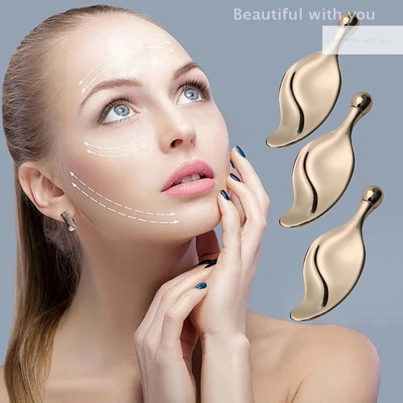 Metal Gua Sha Board Face Massager Ball Roller Zinc Alloy Scraper Face Lifting Massage Beauty Skincare Guasha Tool Beauty