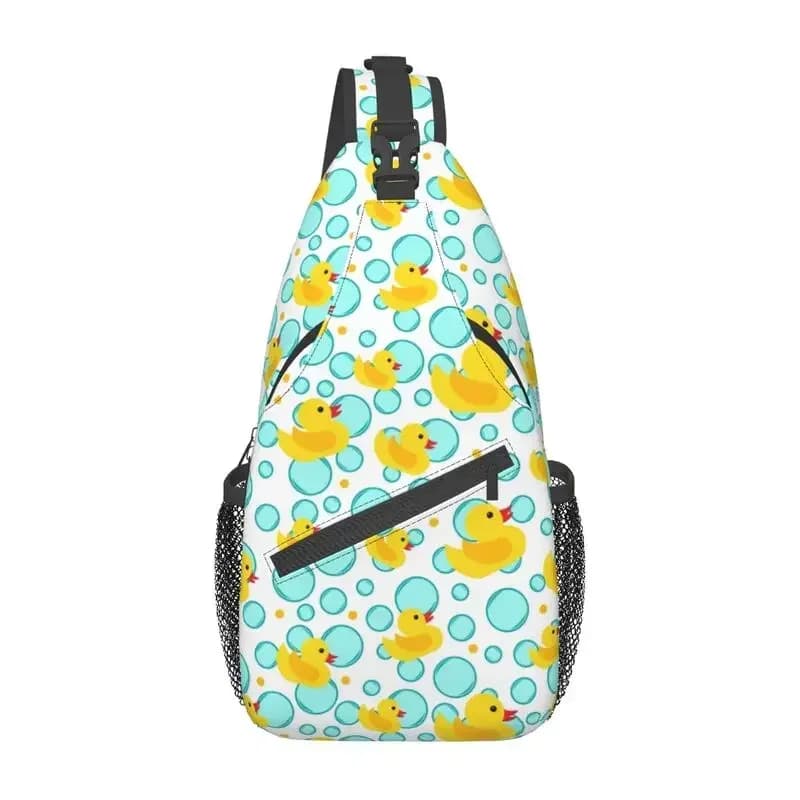 Fashion Yellow Rubber Ducks And Bubbles Sling Bag for Cycling Camping Men's Animal Crossbody Chest Backpack Shoulder Daypack