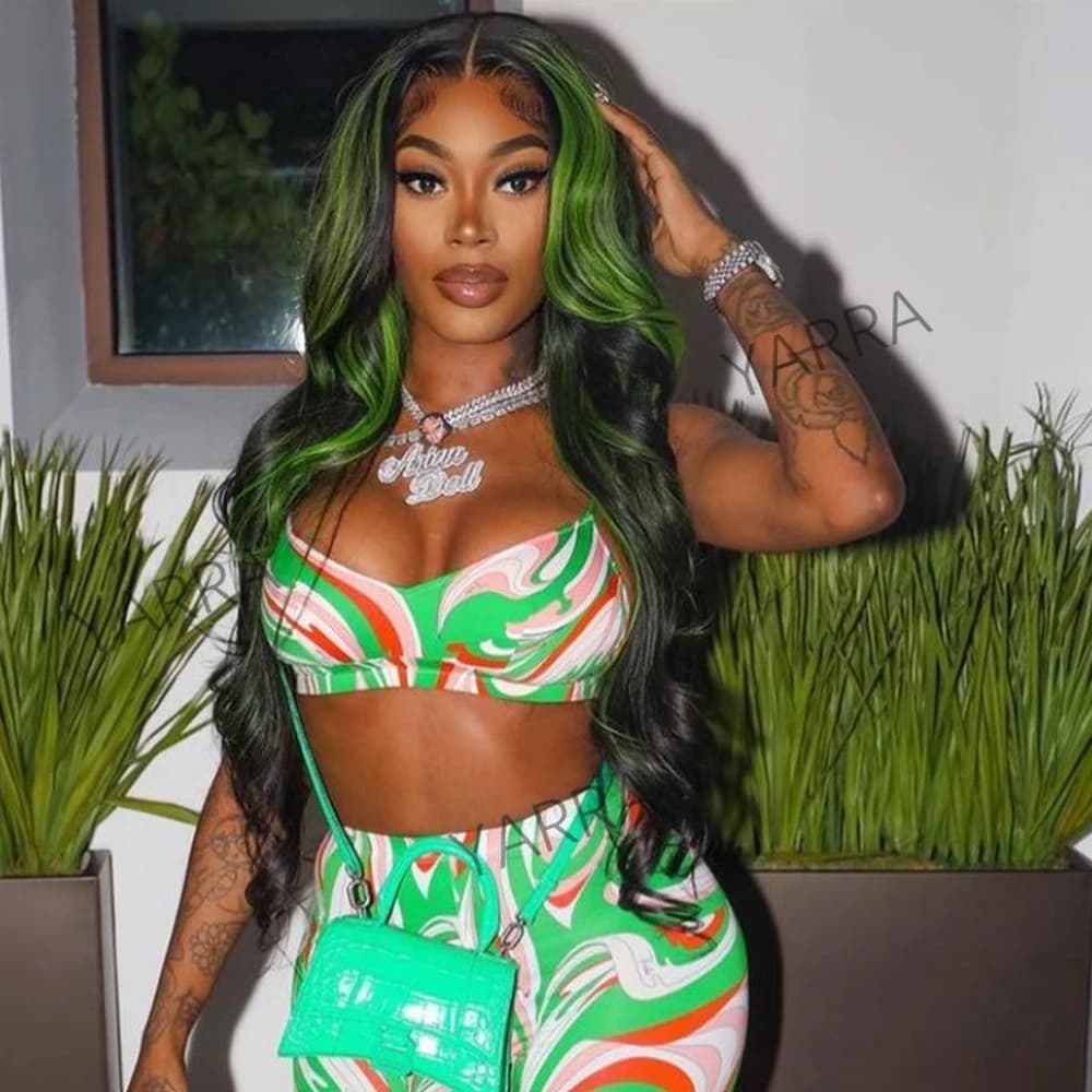 Highlight Green Colored 6X4 Lace Closure Wig Pre Plucked Glueless Human Hair Wigs For Women 200% Body Wave 13x4 Lace Frontal Wig