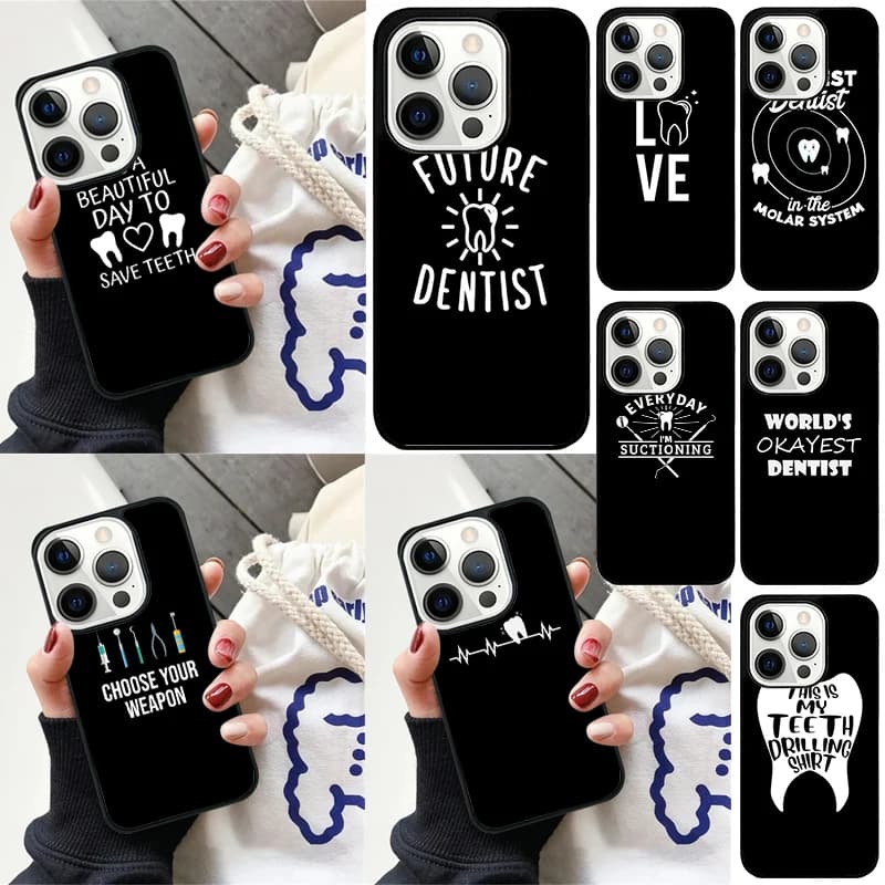 Dentist Dental Crowned Teeth phone Case Cover For iPhone 16 15 14 Plus X XR XS for apple 16 11 12 13 mini Pro Max coque