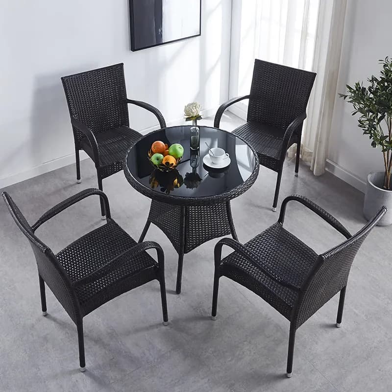 Fashion design aluminum frame outdoor furniture coffee table and chair patio dining set outdoor furniture wicker dining chair