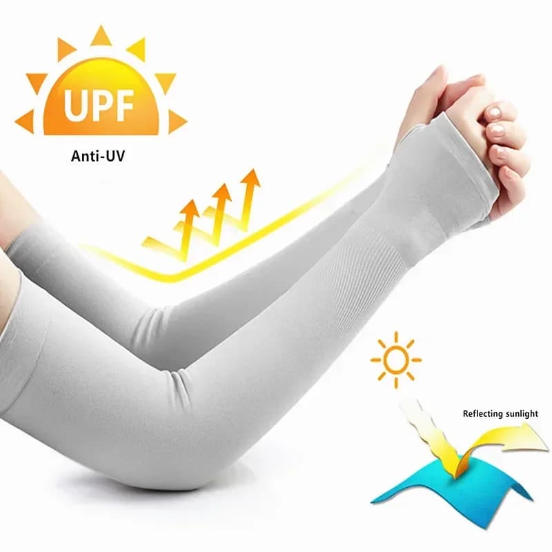 1Pair Sun Protection Sleeves UV Cooling Arm Men Women Sports with Thumb Hole for Driving, Golfing, Fishing, Cycling, Hiking