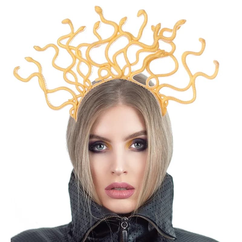 Halloween Headband Medusa Curved Snake Shape Hair Hoop Rave Party Headpiece Hair Band Party Cosplay Costume Props Unisex