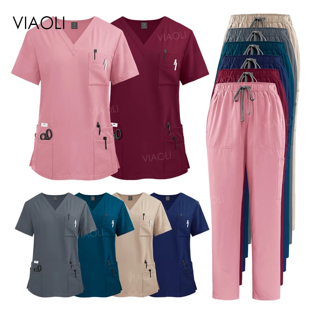 Wholesale Price Medical Suit for Women Surgical Gown Lab Coat with Pockets Dental Scrub Veterinary Uniform Soft Nursing Articles