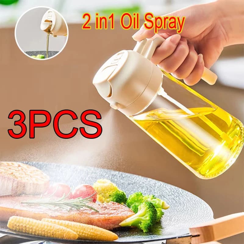 2in1 500ml Plastic Spray Oil Sprayer Bottle Spray Oil Dispenser Oil Jar Cruet BBQ Kitchen Baking Roasting Picnic Kitchen Tool