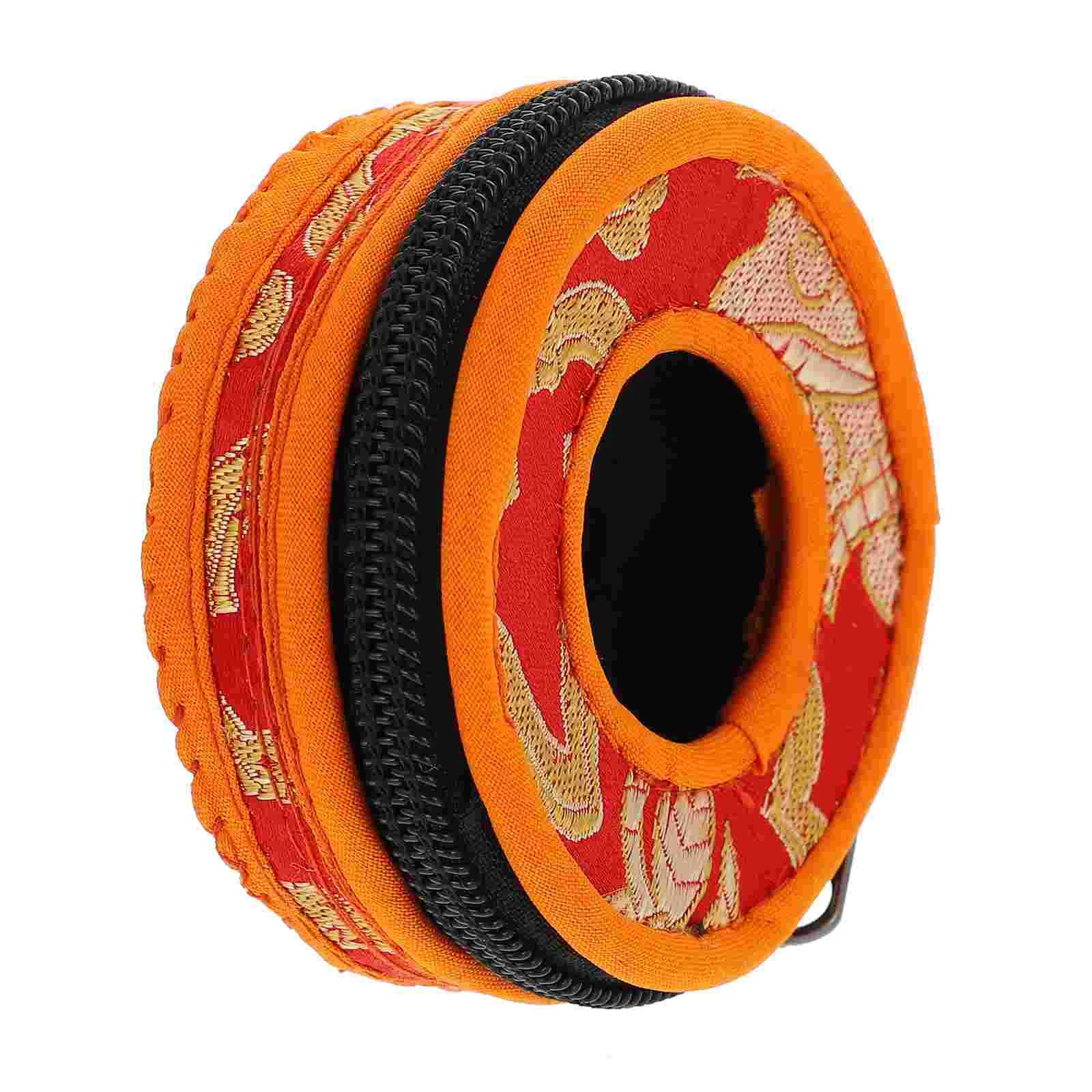 2 Pcs Small Premium Brocade Embroidery Tingsha Bell Cover Handmade Nepal Style Meditation Bell Container Compact Cotton Cloth