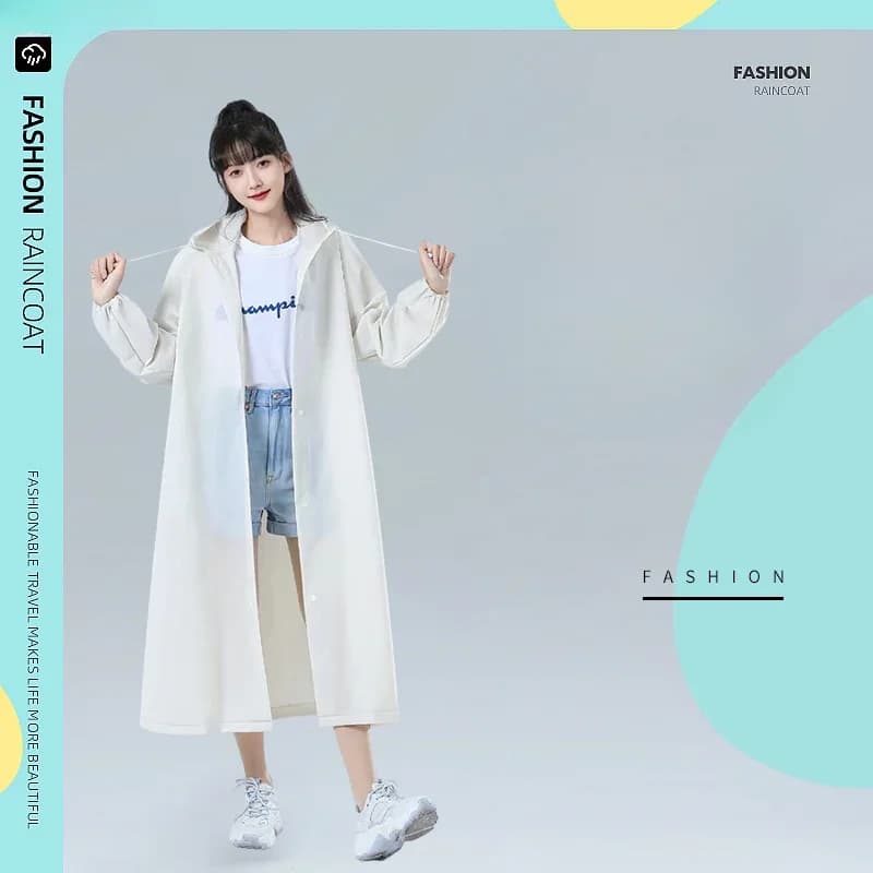 Outdoor Hiking Travel Portable Thickened Long Jumpsuit Raincoat Non Disposable Adult Raincoat EVA Wear-resistant Camping