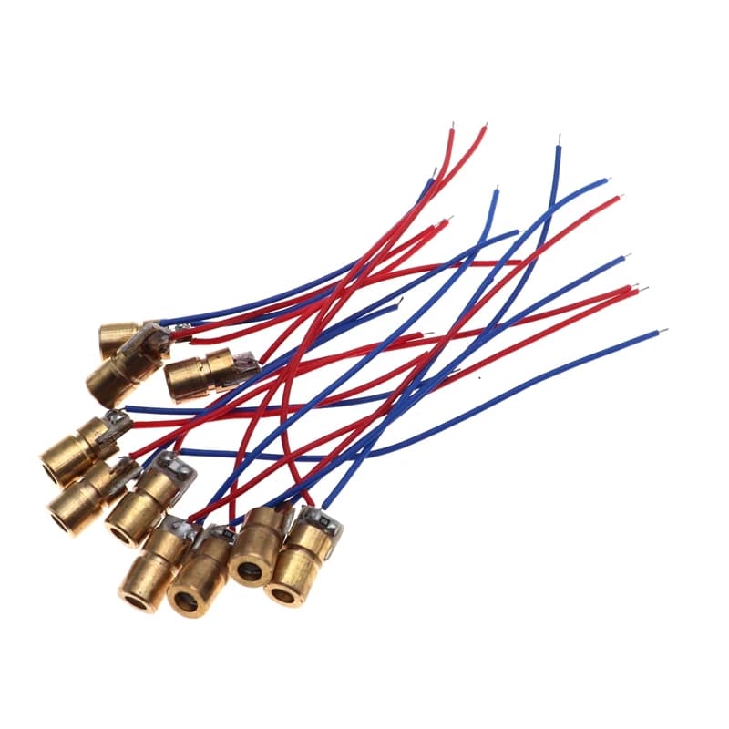 10PCS Adjustable Mini Laser Pointer Diode RED Dot Laser Diod Circuit 3V 5V 5mW 650nm Module Pointer Sight Copper Head