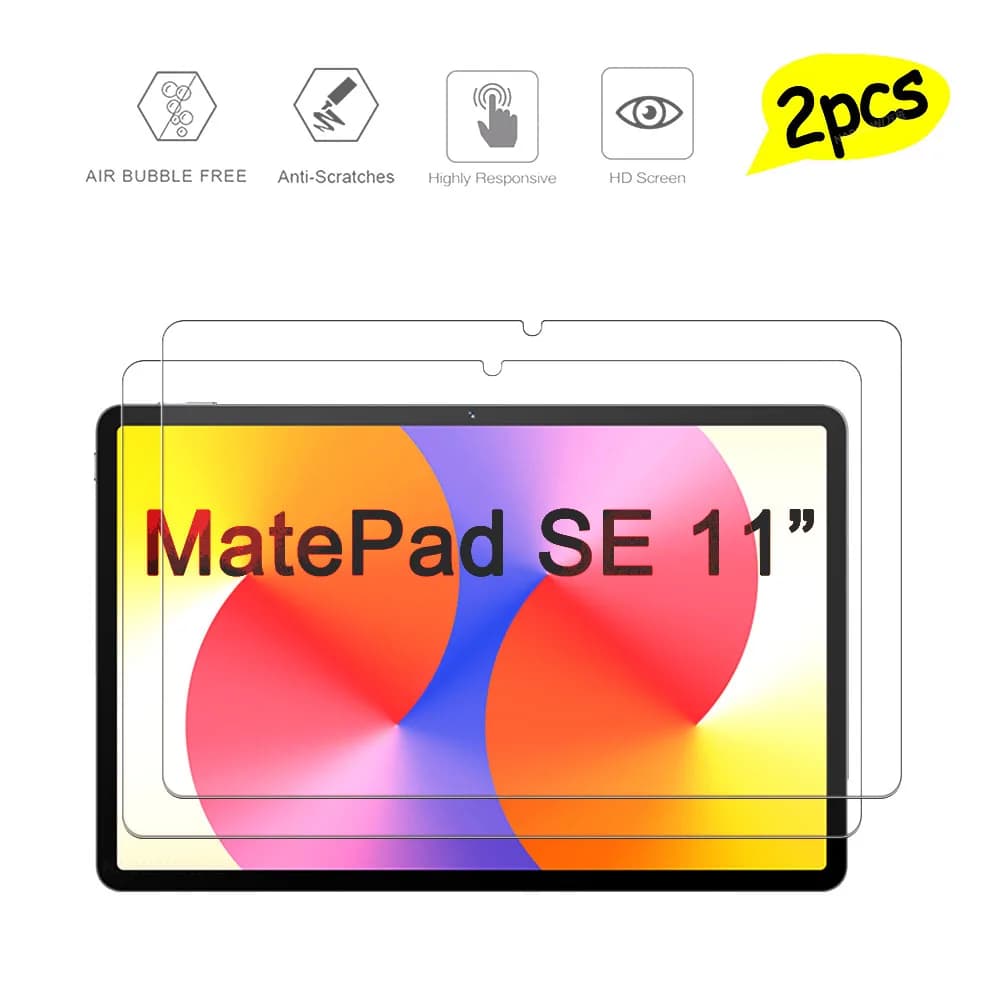 2 Pieces Ultra Clear Tempered Glass HD Hard Film Scratch Proof Screen Protector For Huawei MatePad SE 11 inch 2024