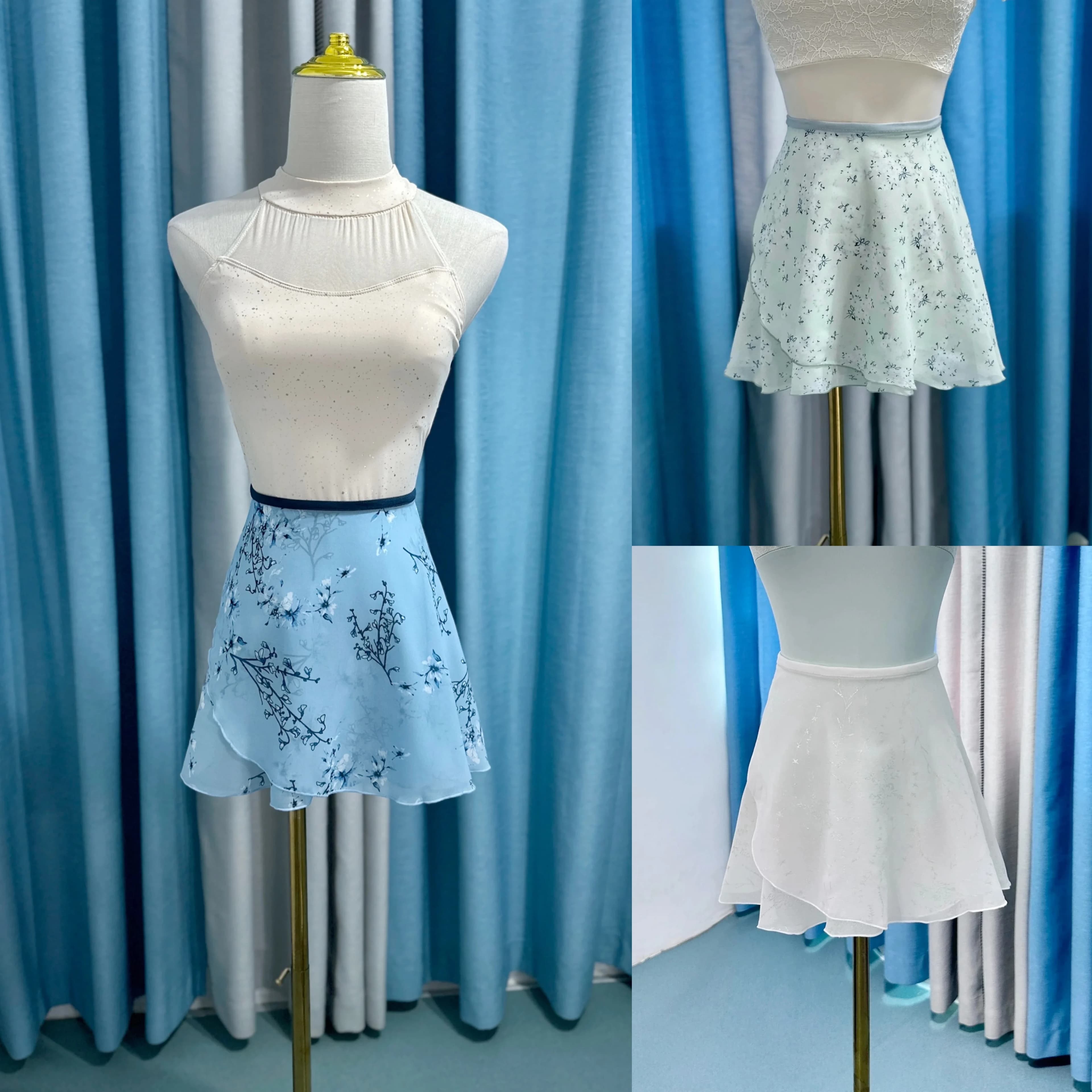 Women Ballet Small Apron Tutu Girls High Quality Chiffon Printing Practice Leotard Skirt Adult Elegance Ballet Dancing Dress