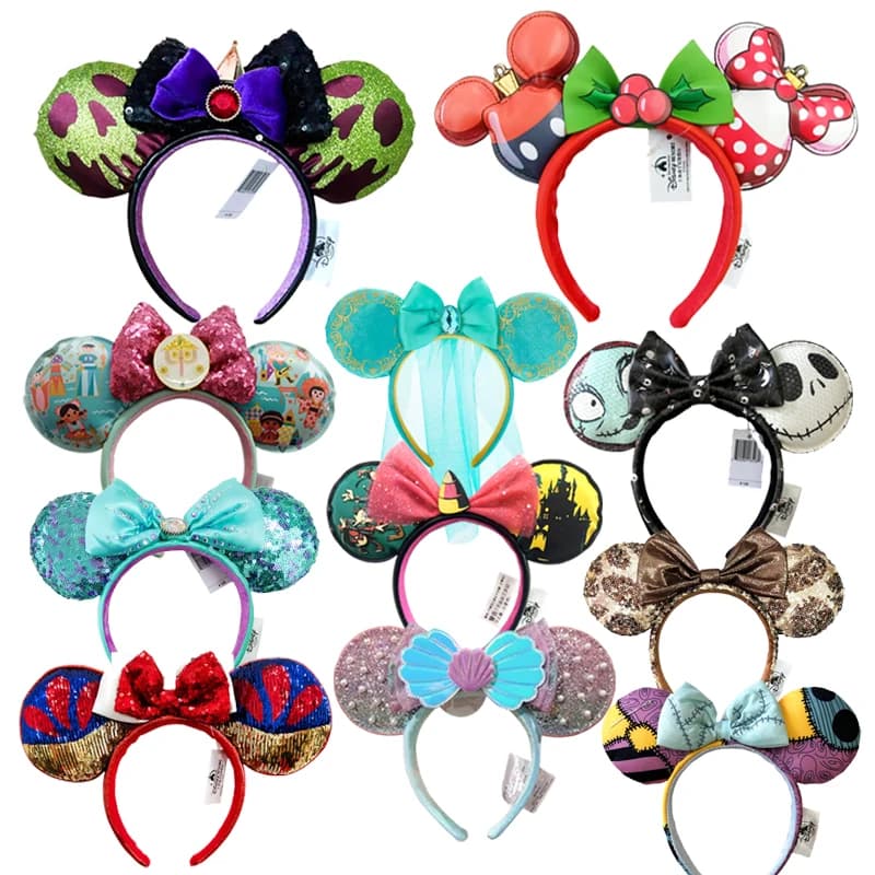 2025 Disney Mickey Minnie Mouse Ears Headband Holiday Party Cosplay Hairband EARS COSTUME Plush Adult/Kids Headband Gift