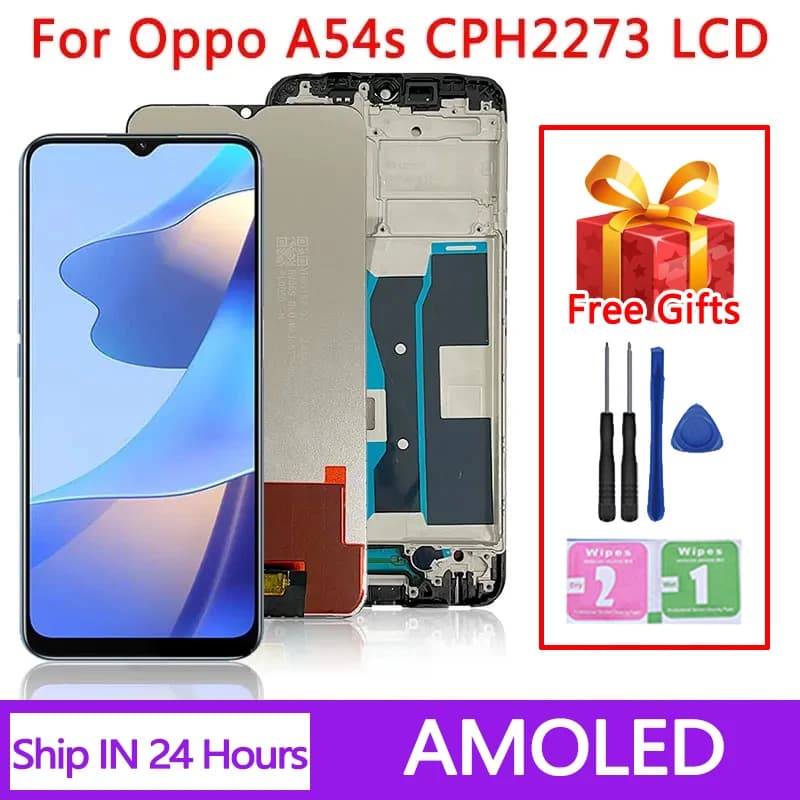 6.52" Tested A54S LCD For Oppo A54s LCD CPH2273 DIsplay Digitizer Assembly Replacement Repair Parts With Frame
