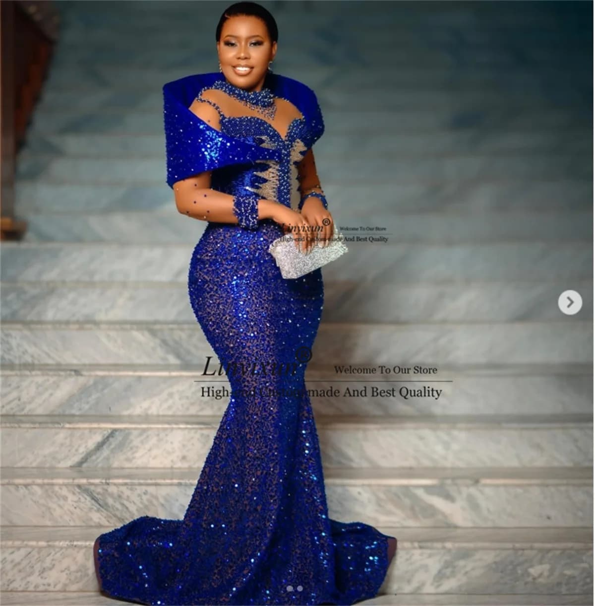 Elegant Orange Mermaid Prom Dresses Halter Sleeveless Appliques Tulle Customized Evening Party Gowns Plus Size robes de soirée