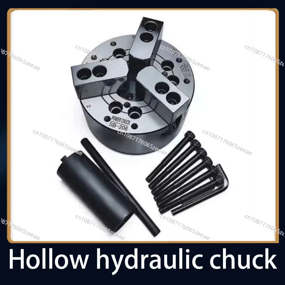Standard hollow hydraulic chuck, three jaw chuck, hydraulic power chuck, 4/5/6/8/10/12 inch large through-hole chuck