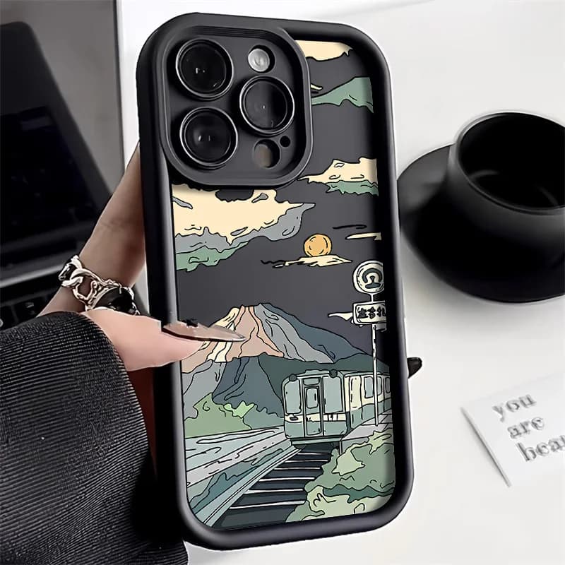 Landscape Anime Phone Case For iPhone 15 Pro Cases For iPhone 11 15 12 13 14 Pro Max X XR XS Max 14 15 7 8 Plus SE 2020 2022