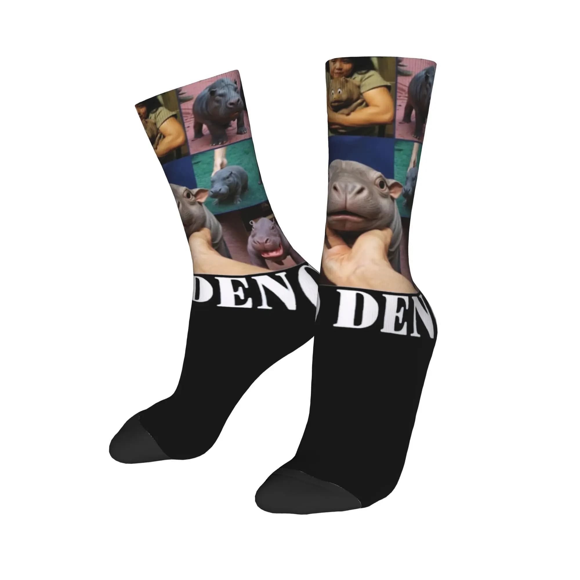Unisex Funny Moo Deng Baby Pygmy Hippo  Socks Non-slip Casual  Socks Birthday Present