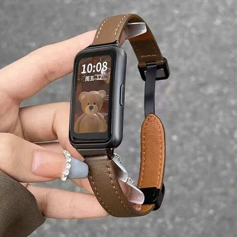 Leather Strap For Huawei Band 10/9/8 Magnetic Watchband Replacement Wriststrap Sport Loop Bracelet For Huawei Smartband 9 8 10