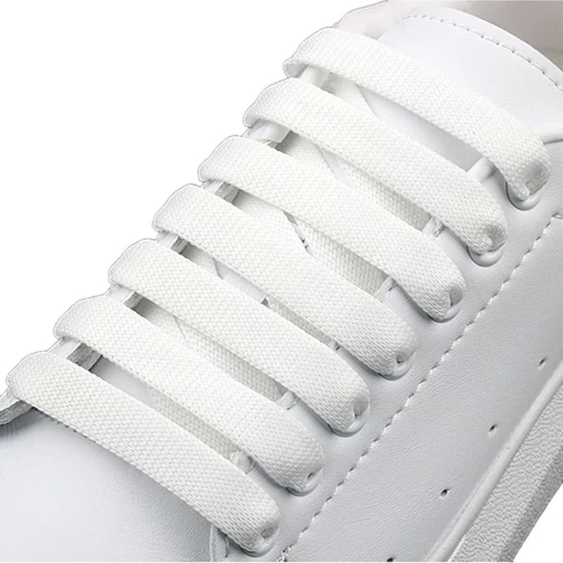 1.2cm width Flat Shoelaces Rainbow Shoelace MCQ Classic Casual White Shoes Laces Unisex Precision Weaving 100CM/120CM/140CM