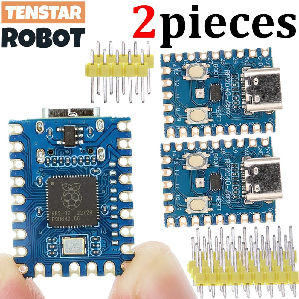 TENSTAR 2pcs RP2040-Zero Module RP2040 for Raspberry Pi Microcontroller PICO Development Board Dual-Core 2MB Flash