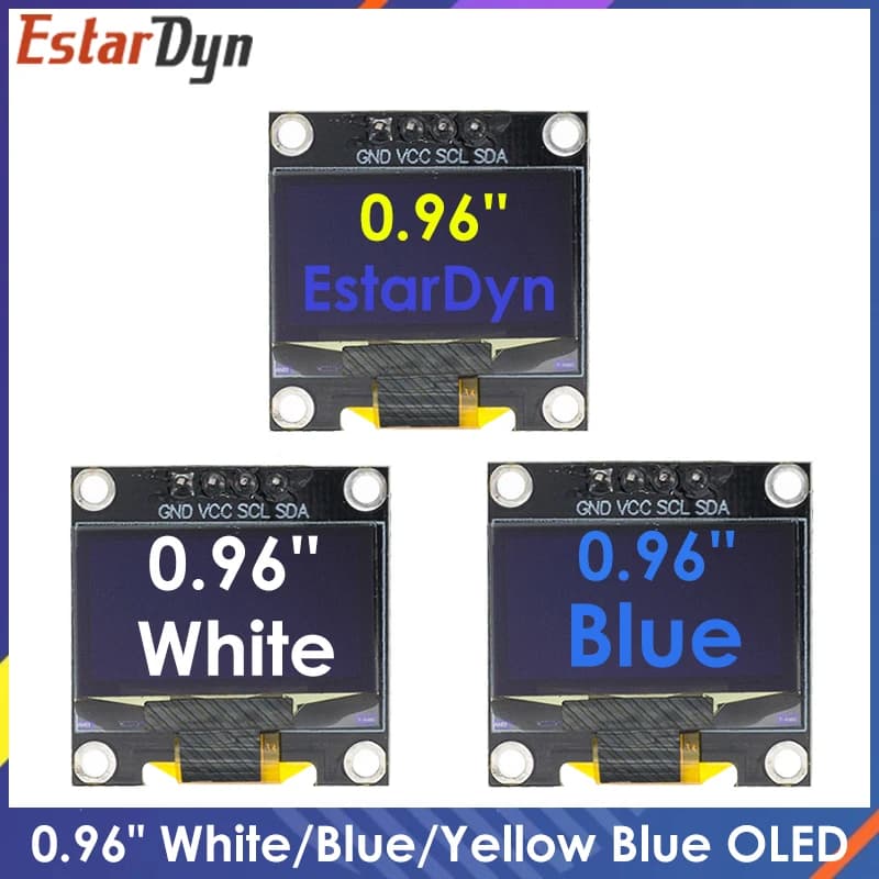 0.96 inch IIC SPI Serial 7/4Pin White/Blue/Yellow Blue/Yellow OLED Display Module SSD1306 12864 LCD Screen Board for Arduino