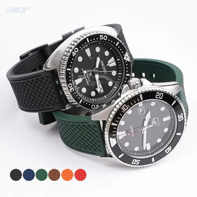 18 20 22mm Fluoro Rubber Watch Band Soft Waterproof Diving Sport Strap Men Women Quick Release Bracelet for seiko/ citizen/omega