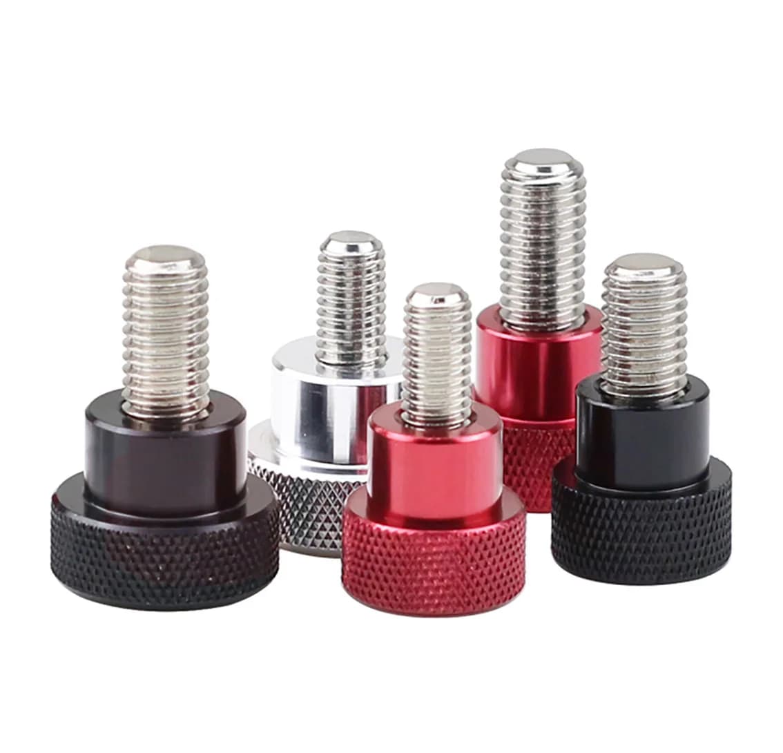 1Pcs M8 (D20*20) Aluminium Alloy+Stainless Knurled Thumb Screw Hand Grip Knob Step Bolt Screws Red Black White